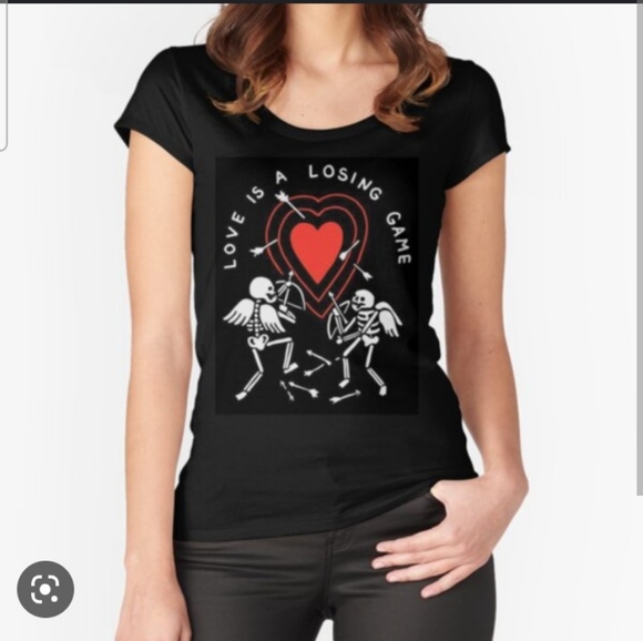 💋 LOVE IS A LOSING GAME 💋 - Black Graphic Unisex T-Shirt by WICKED CLOTHES - Picture 8 of 8